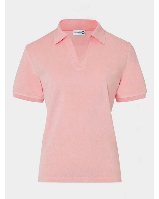 Hunza G Pink Terry Towelling Polo