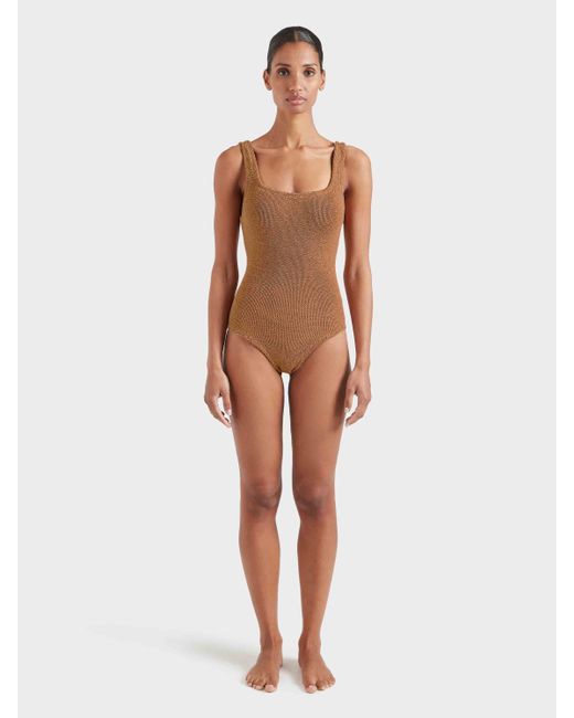 Hunza G Brown Coverage Square Neck Swim