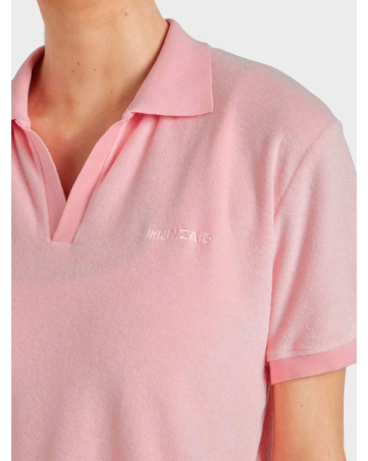 Hunza G Pink Terry Towelling Polo
