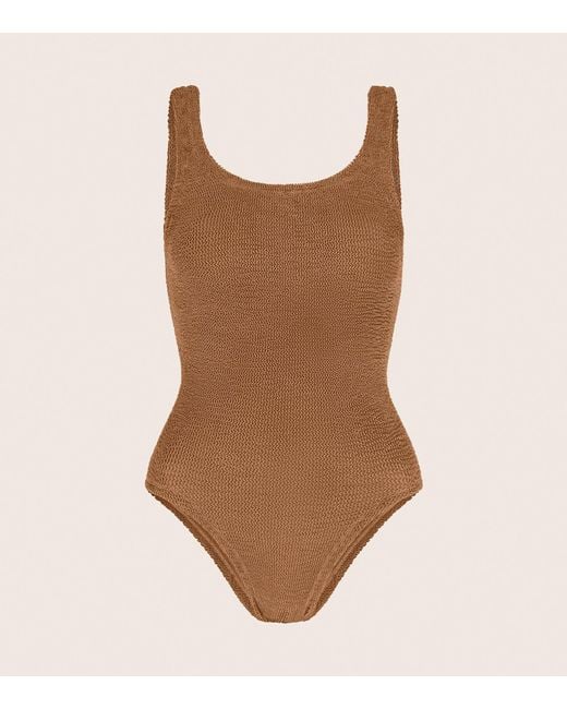 Hunza G Square Neck Swim in Metallic Grape