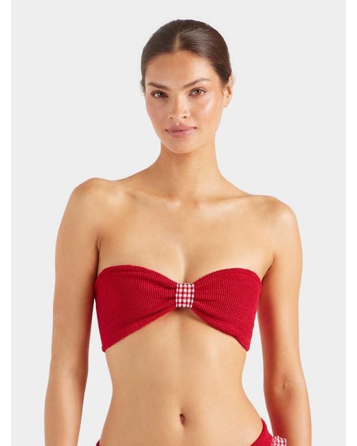 Hunza G Red Jean Bikini Top