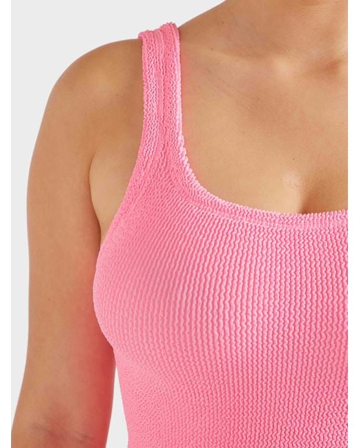 Hunza G Pink Coverage Square Neck Swim