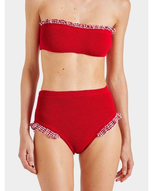 Hunza G Red High Waist Bikini Bottom