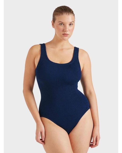 Hunza G Blue Coverage Square Neck Swim