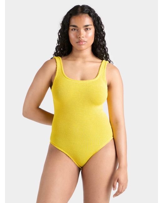 Hunza G Yellow Coverage Square Neck Swim