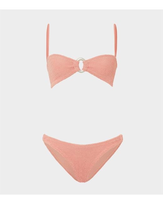 Hunza G Pink Misty Bikini Pearly Hoop