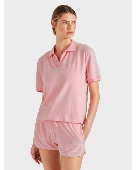 Hunza G Pink Terry Towelling Polo