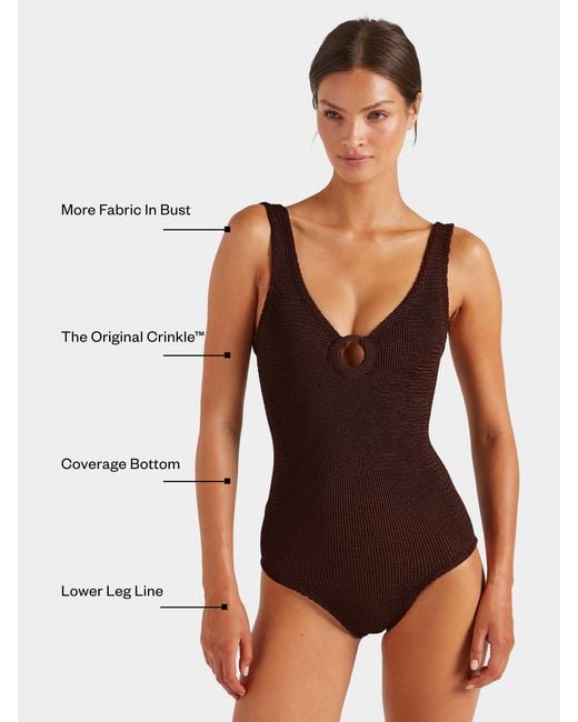 Hunza G Brown Coverage Celine Swim With Tonal Hoops
