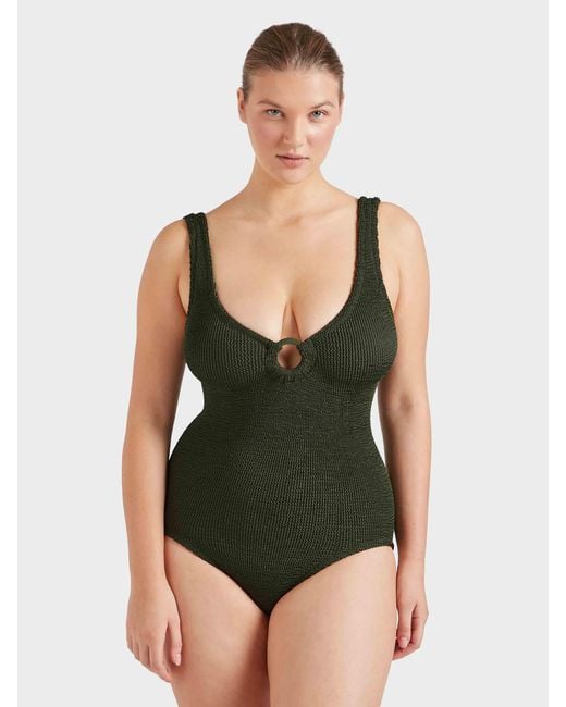 Hunza G Green Coverage Celine Swim With Tonal Hoops