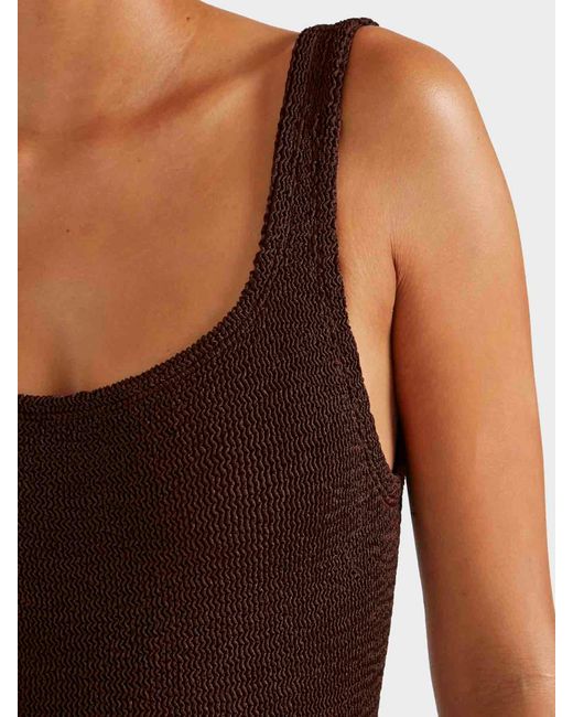 Hunza G Brown Coverage Square Neck Swim
