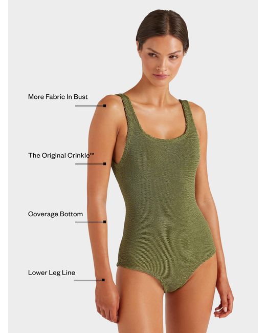Hunza G Green Coverage Square Neck Swim