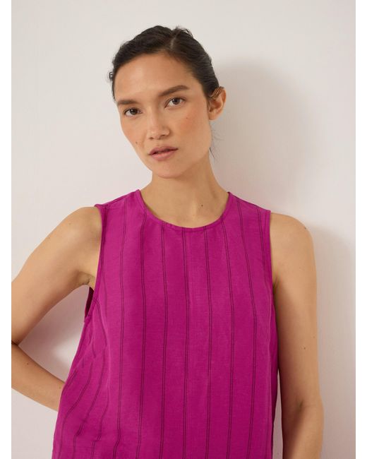Hush Pink Vera Stripe Linen Blend Shell Top