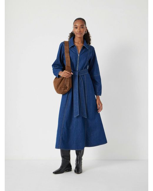 Hush Blue Long Sleeve Denim Tie Waist Dress