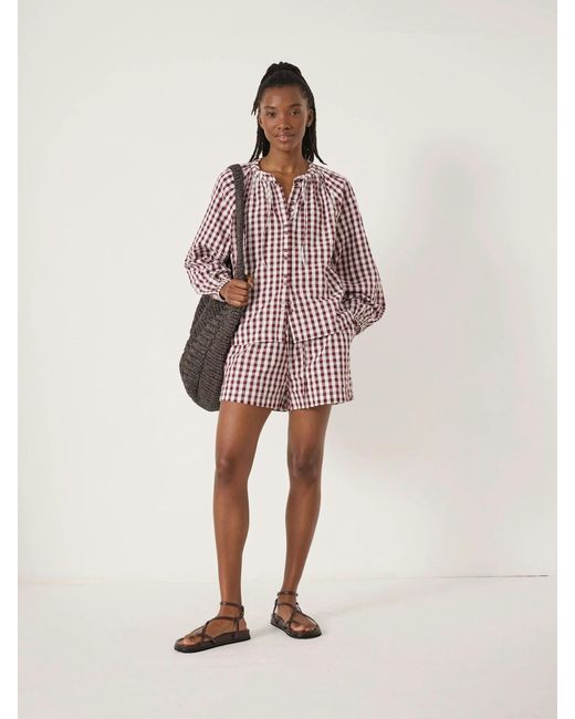 Hush Pink Ernie Gathered Gingham Beach Shorts