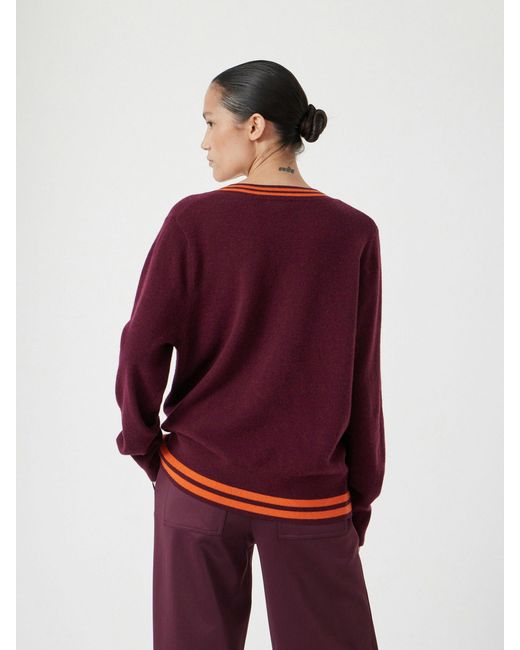 Hush Red Merino Wool V Neck Jumper