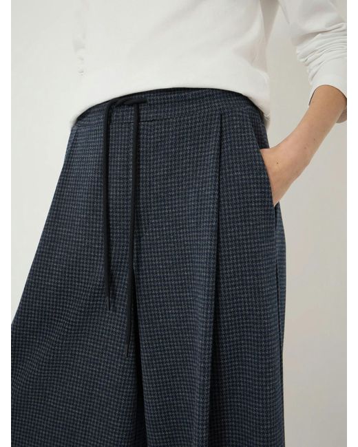 Hush Blue Taylor Check Wide Leg Jersey Trousers