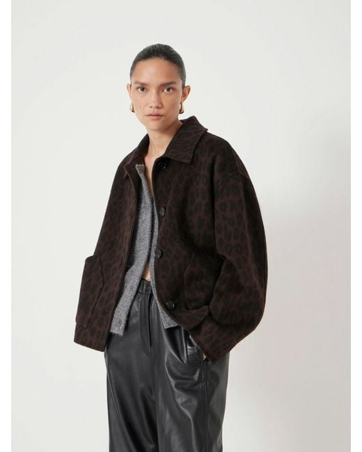 Hush Black Pure Wool Leopard Double Faced Jacket