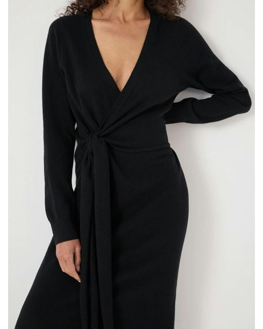 Hush White Merino V-Neck Tie Detail Dress