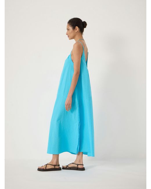 Hush Blue Strappy Seersucker Maxi Beach Dress