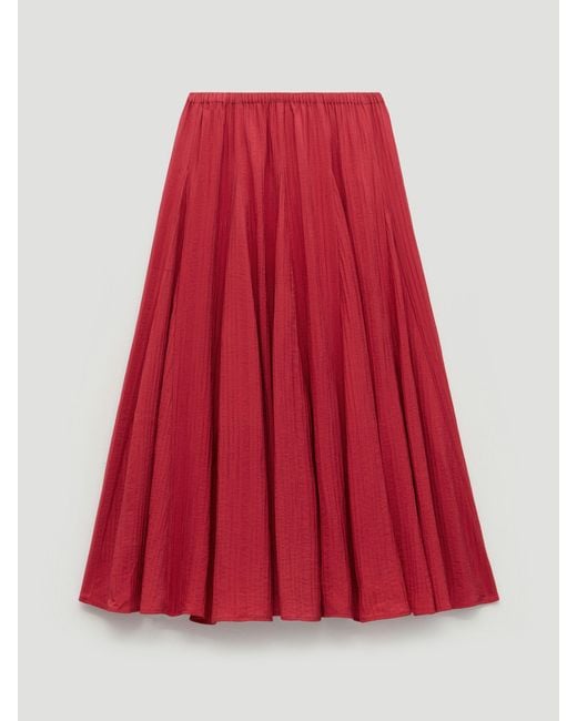 Hush Red Mavi Godet Crinkle Midi Skirt