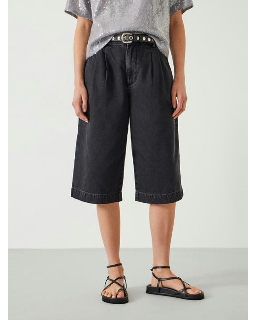 Hush Black Lya Cropped Denim Bermuda Shorts