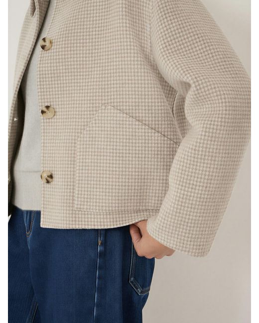 Hush Natural Checked Relaxed Double Faced Wool Jacket