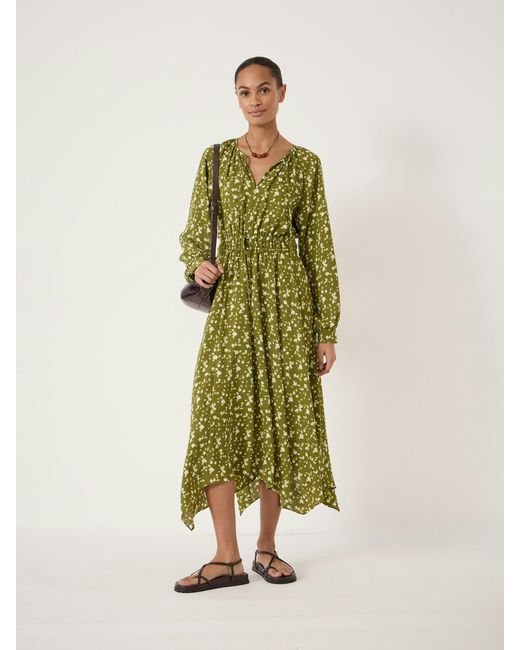 Hush Green Odelia Printed Long Sleeve Chiffon Dress