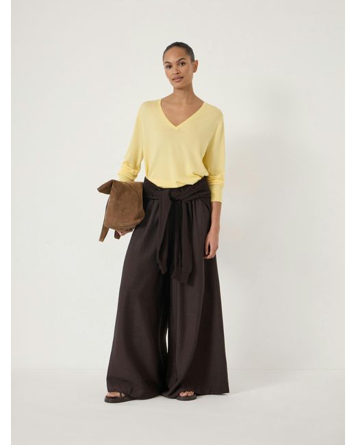 Hush Natural Louise Relaxed V Neck Knitted Long Sleeve Top