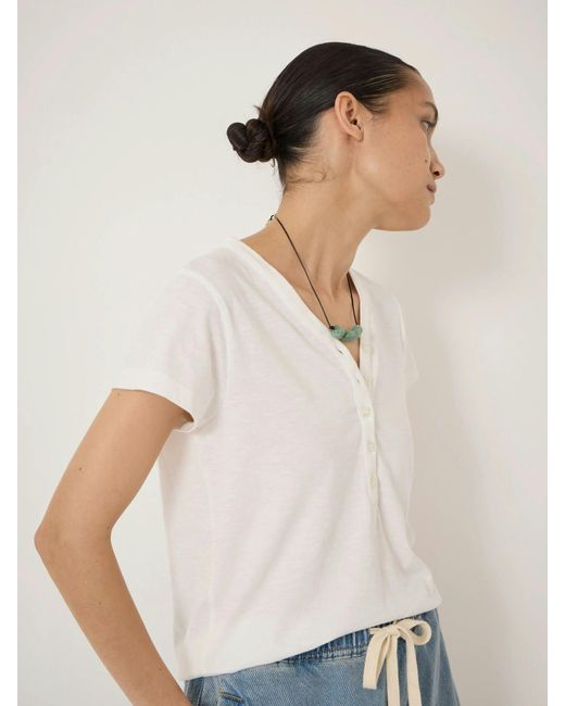 Hush White Roe Cotton Slub Henley T-Shirt