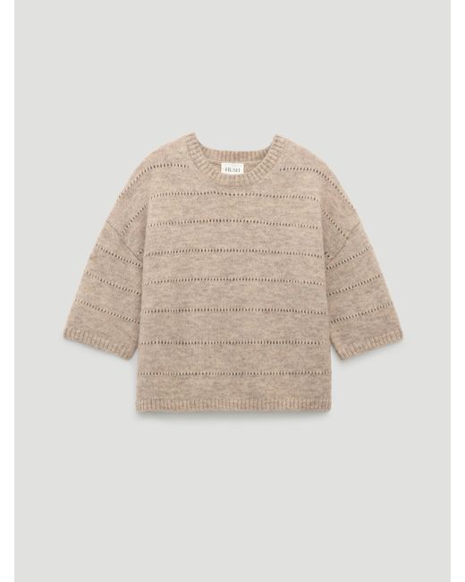 Hush Natural Arlette Pointelle Stitch Knitted Tee