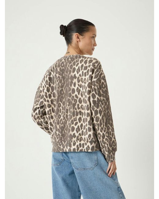 Hush Blue Astra Leopard Print Cotton Sweatshirt