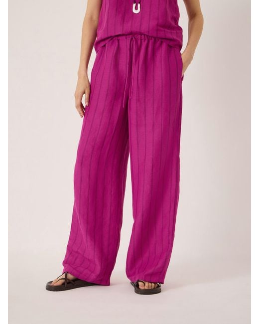 Hush Pink Aderyn Stripe Linen Blend Trousers