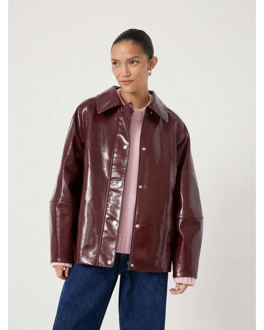 Hush Red Darcey High Shine Oversized Jacket