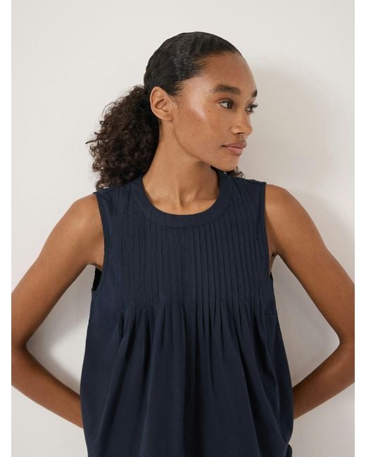 Hush Blue Arden Pin Tuck Detail Shell Top