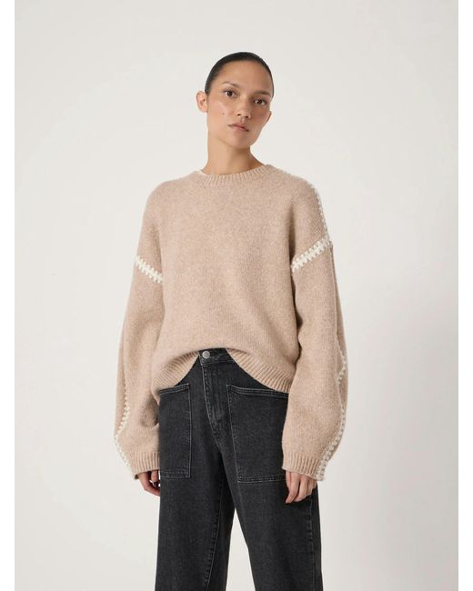 Hush Natural Whitney Whipstitch Knitted Jumper