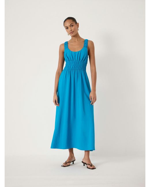 Hush Blue Air Flow Gathered Straps Midi Dress