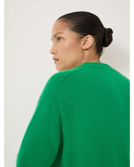 Hush Green Colette Cashmere V-Neck Saddle Sleeve Jumper