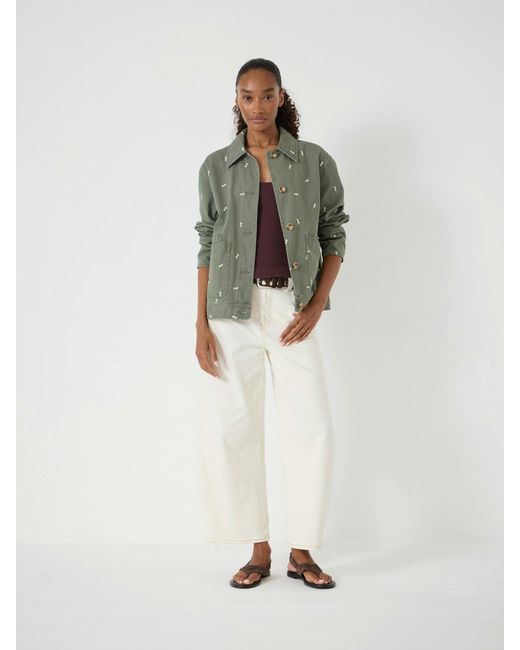 Hush Green Emery Embroidered Cotton Utility Jacket