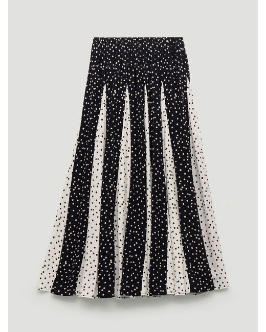 Hush White Oti Polka Dot Godet Midi Skirt
