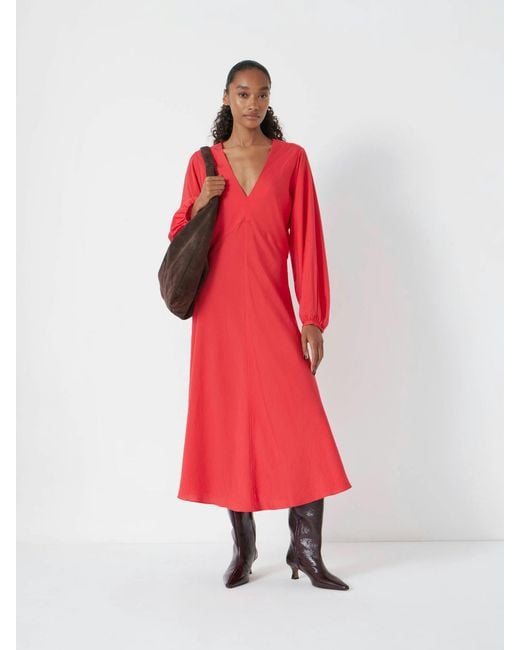 Hush Red Grace V-Neck Long Sleeve Dress
