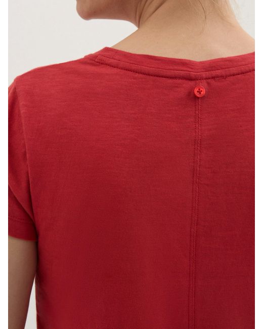 Hush Red Minna Slim Fit Slub T-Shirt With Scarf