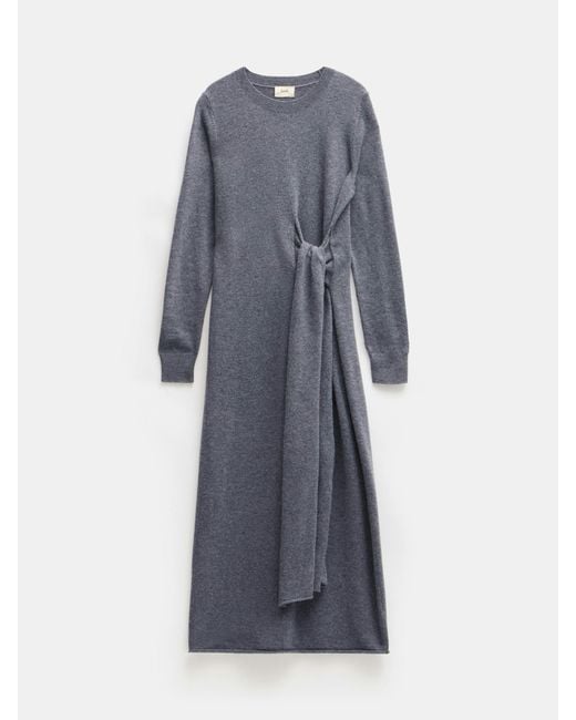 Hush Gray Tilly Tie Waist Merino Wool Midi Dress