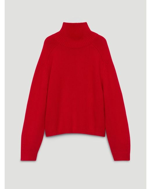 Hush Red Cora Cashmere Funnel Jumper