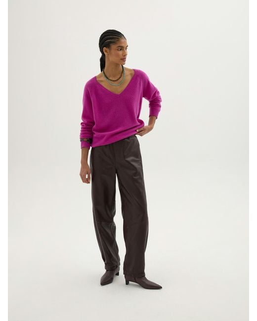 Hush Purple Constance Cashmere V Neck Jumper