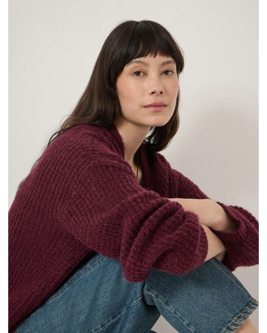 Hush Red Flossie Waffle Stitch Knitted Cardigan
