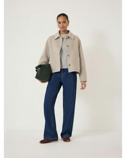Hush Natural Checked Relaxed Double Faced Wool Jacket