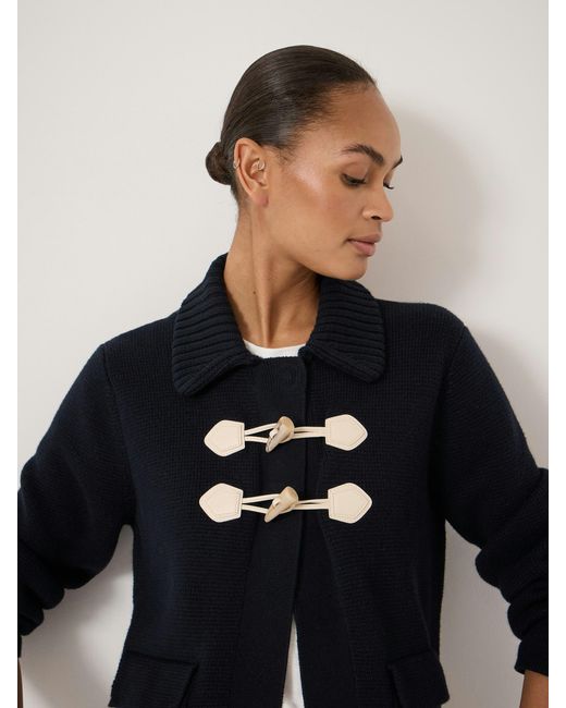 Hush Blue Dora Duffel Trim Wool Blend Cardigan