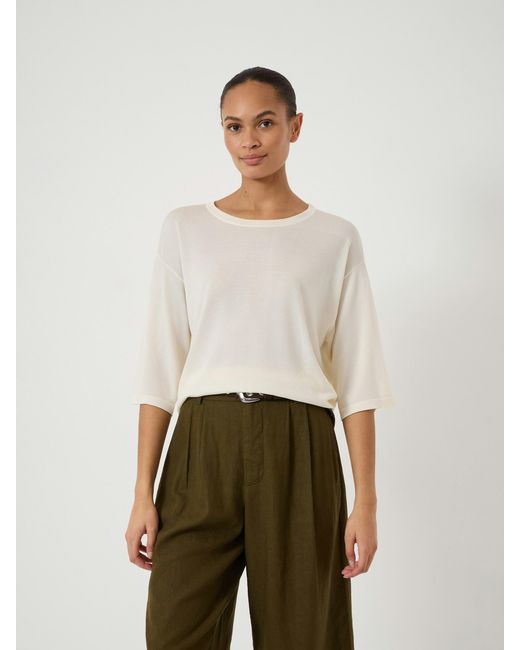 Hush White Relaxed Knitted T-Shirt