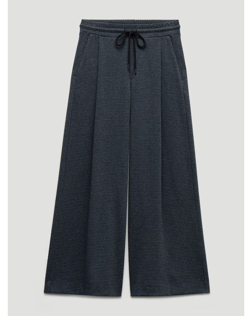 Hush Blue Taylor Check Wide Leg Jersey Trousers