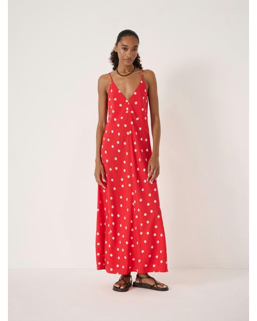 Hush Red Air Flow Seam Detail Maxi Slip Dress